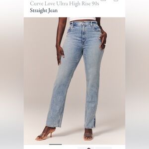 Abercrombie & Fitch Curve Love Ultra high Rise 90’s Straight Jeans
